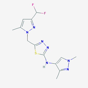 N-(5-{[3-(DIFLUOROMETHYL)-5-METHYL-1H-PYRAZOL-1-YL]METHYL}-1,3,4-THIADIAZOL-2-YL)-N-(1,3-DIMETHYL-1H-PYRAZOL-4-YL)AMINE