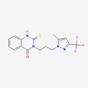 molecular formula C16H15F3N4OS B4377737 3-{3-[5-METHYL-3-(TRIFLUOROMETHYL)-1H-PYRAZOL-1-YL]PROPYL}-2-SULFANYL-4(3H)-QUINAZOLINONE 