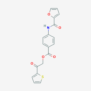 molecular formula C18H13NO5S B437775 4-[(Furan-2-carbonyl)-amino]-benzoic acid 2-oxo-2-thiophen-2-yl-ethyl ester CAS No. 797782-32-2