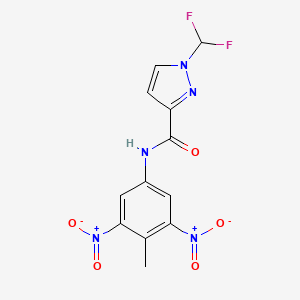 molecular formula C12H9F2N5O5 B4377802 1-(difluoromethyl)-N-(4-methyl-3,5-dinitrophenyl)-1H-pyrazole-3-carboxamide 