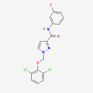 molecular formula C17H12Cl2FN3O2 B4377853 1-[(2,6-DICHLOROPHENOXY)METHYL]-N~3~-(3-FLUOROPHENYL)-1H-PYRAZOLE-3-CARBOXAMIDE 