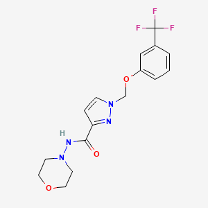 molecular formula C16H17F3N4O3 B4377966 N~3~-MORPHOLINO-1-{[3-(TRIFLUOROMETHYL)PHENOXY]METHYL}-1H-PYRAZOLE-3-CARBOXAMIDE 