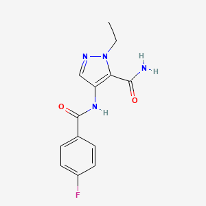 molecular formula C13H13FN4O2 B4377982 1-ethyl-4-[(4-fluorobenzoyl)amino]-1H-pyrazole-5-carboxamide 