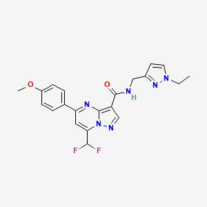 molecular formula C21H20F2N6O2 B4378033 7-(difluoromethyl)-N-[(1-ethyl-1H-pyrazol-3-yl)methyl]-5-(4-methoxyphenyl)pyrazolo[1,5-a]pyrimidine-3-carboxamide 