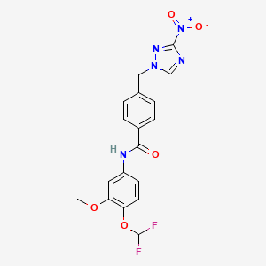 molecular formula C18H15F2N5O5 B4378045 N-[4-(difluoromethoxy)-3-methoxyphenyl]-4-[(3-nitro-1H-1,2,4-triazol-1-yl)methyl]benzamide 