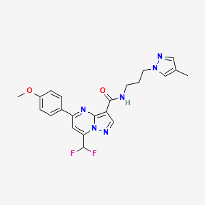 molecular formula C22H22F2N6O2 B4378060 7-(difluoromethyl)-5-(4-methoxyphenyl)-N-[3-(4-methyl-1H-pyrazol-1-yl)propyl]pyrazolo[1,5-a]pyrimidine-3-carboxamide 