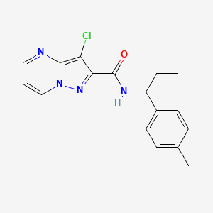 3-CHLORO-N~2~-[1-(4-METHYLPHENYL)PROPYL]PYRAZOLO[1,5-A]PYRIMIDINE-2-CARBOXAMIDE