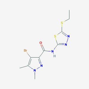 molecular formula C10H12BrN5OS2 B4378148 4-bromo-N-[5-(ethylsulfanyl)-1,3,4-thiadiazol-2-yl]-1,5-dimethyl-1H-pyrazole-3-carboxamide 