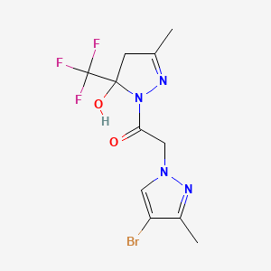 molecular formula C11H12BrF3N4O2 B4378196 2-(4-BROMO-3-METHYL-1H-PYRAZOL-1-YL)-1-[5-HYDROXY-3-METHYL-5-(TRIFLUOROMETHYL)-4,5-DIHYDRO-1H-PYRAZOL-1-YL]-1-ETHANONE 