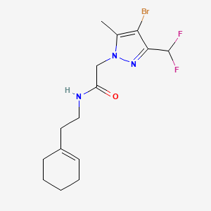 molecular formula C15H20BrF2N3O B4378201 2-[4-BROMO-3-(DIFLUOROMETHYL)-5-METHYL-1H-PYRAZOL-1-YL]-N-[2-(1-CYCLOHEXENYL)ETHYL]ACETAMIDE 