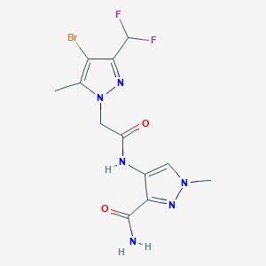 molecular formula C12H13BrF2N6O2 B4378209 4-({2-[4-BROMO-3-(DIFLUOROMETHYL)-5-METHYL-1H-PYRAZOL-1-YL]ACETYL}AMINO)-1-METHYL-1H-PYRAZOLE-3-CARBOXAMIDE 