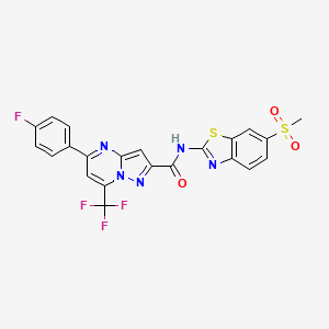 5-(4-fluorophenyl)-N-[6-(methylsulfonyl)-1,3-benzothiazol-2-yl]-7-(trifluoromethyl)pyrazolo[1,5-a]pyrimidine-2-carboxamide