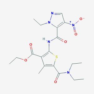 ethyl 5-[(diethylamino)carbonyl]-2-{[(1-ethyl-4-nitro-1H-pyrazol-5-yl)carbonyl]amino}-4-methyl-3-thiophenecarboxylate