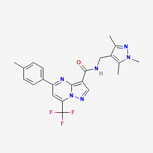 molecular formula C22H21F3N6O B4378285 5-(4-methylphenyl)-7-(trifluoromethyl)-N-[(1,3,5-trimethyl-1H-pyrazol-4-yl)methyl]pyrazolo[1,5-a]pyrimidine-3-carboxamide 