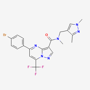 molecular formula C21H18BrF3N6O B4378292 5-(4-bromophenyl)-N-[(1,3-dimethyl-1H-pyrazol-4-yl)methyl]-N-methyl-7-(trifluoromethyl)pyrazolo[1,5-a]pyrimidine-3-carboxamide 