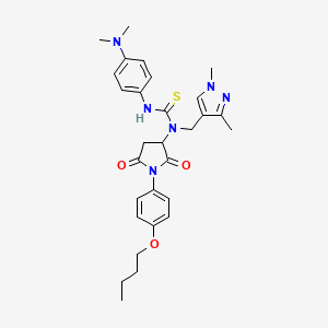 molecular formula C29H36N6O3S B4378299 N-[1-(4-BUTOXYPHENYL)-2,5-DIOXOTETRAHYDRO-1H-PYRROL-3-YL]-N'-[4-(DIMETHYLAMINO)PHENYL]-N-[(1,3-DIMETHYL-1H-PYRAZOL-4-YL)METHYL]THIOUREA 