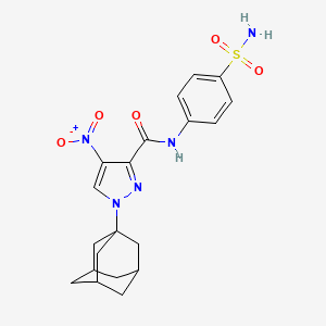 molecular formula C20H23N5O5S B4378364 1-(1-adamantyl)-N-[4-(aminosulfonyl)phenyl]-4-nitro-1H-pyrazole-3-carboxamide 