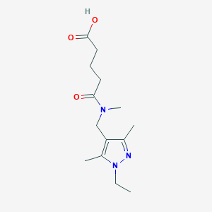 molecular formula C14H23N3O3 B4378399 5-[[(1-ethyl-3,5-dimethyl-1H-pyrazol-4-yl)methyl](methyl)amino]-5-oxopentanoic acid 