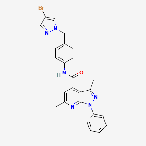 molecular formula C25H21BrN6O B4378417 N-{4-[(4-bromo-1H-pyrazol-1-yl)methyl]phenyl}-3,6-dimethyl-1-phenyl-1H-pyrazolo[3,4-b]pyridine-4-carboxamide 