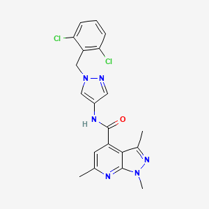 molecular formula C20H18Cl2N6O B4378450 N-[1-(2,6-dichlorobenzyl)-1H-pyrazol-4-yl]-1,3,6-trimethyl-1H-pyrazolo[3,4-b]pyridine-4-carboxamide 