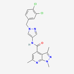 molecular formula C20H18Cl2N6O B4378461 N-[1-(3,4-dichlorobenzyl)-1H-pyrazol-4-yl]-1,3,6-trimethyl-1H-pyrazolo[3,4-b]pyridine-4-carboxamide 