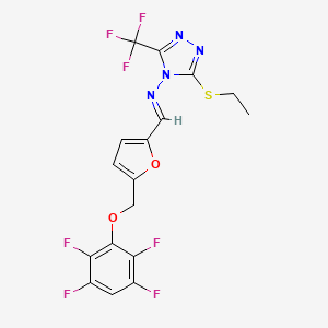 molecular formula C17H11F7N4O2S B4378470 N-[3-(ETHYLSULFANYL)-5-(TRIFLUOROMETHYL)-4H-1,2,4-TRIAZOL-4-YL]-N-((E)-1-{5-[(2,3,5,6-TETRAFLUOROPHENOXY)METHYL]-2-FURYL}METHYLIDENE)AMINE 