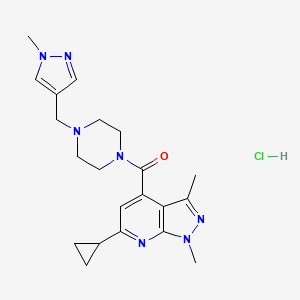 molecular formula C21H28ClN7O B4378490 6-cyclopropyl-1,3-dimethyl-4-({4-[(1-methyl-1H-pyrazol-4-yl)methyl]-1-piperazinyl}carbonyl)-1H-pyrazolo[3,4-b]pyridine 