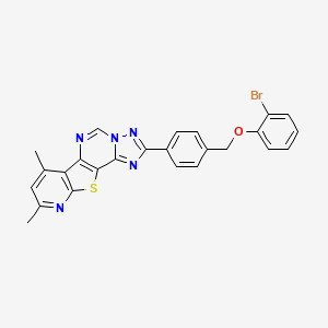 4-[4-[(2-bromophenoxy)methyl]phenyl]-11,13-dimethyl-16-thia-3,5,6,8,14-pentazatetracyclo[7.7.0.02,6.010,15]hexadeca-1(9),2,4,7,10(15),11,13-heptaene