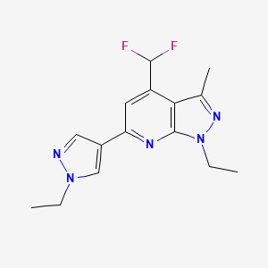 molecular formula C15H17F2N5 B4378517 4-(difluoromethyl)-1-ethyl-6-(1-ethyl-1H-pyrazol-4-yl)-3-methyl-1H-pyrazolo[3,4-b]pyridine 