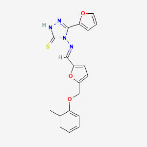 5-(2-FURYL)-4-[((E)-1-{5-[(2-METHYLPHENOXY)METHYL]-2-FURYL}METHYLIDENE)AMINO]-4H-1,2,4-TRIAZOL-3-YLHYDROSULFIDE