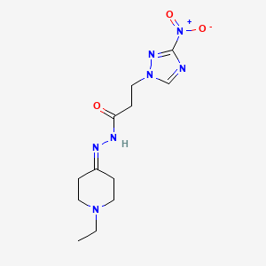 molecular formula C12H19N7O3 B4378635 N'~1~-[1-ETHYLTETRAHYDRO-4(1H)-PYRIDINYLIDEN]-3-(3-NITRO-1H-1,2,4-TRIAZOL-1-YL)PROPANOHYDRAZIDE 