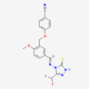 4-{[5-({[3-(DIFLUOROMETHYL)-5-SULFANYL-4H-1,2,4-TRIAZOL-4-YL]IMINO}METHYL)-2-METHOXYBENZYL]OXY}BENZONITRILE