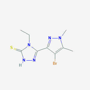 molecular formula C9H12BrN5S B4378680 5-(4-BROMO-1,5-DIMETHYL-1H-PYRAZOL-3-YL)-4-ETHYL-4H-1,2,4-TRIAZOL-3-YLHYDROSULFIDE 