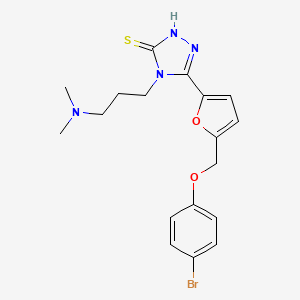 molecular formula C18H21BrN4O2S B4378684 5-{5-[(4-BROMOPHENOXY)METHYL]-2-FURYL}-4-[3-(DIMETHYLAMINO)PROPYL]-4H-1,2,4-TRIAZOL-3-YLHYDROSULFIDE 