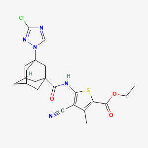 molecular formula C22H24ClN5O3S B4378746 ethyl 5-({[3-(3-chloro-1H-1,2,4-triazol-1-yl)-1-adamantyl]carbonyl}amino)-4-cyano-3-methyl-2-thiophenecarboxylate 