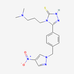 4-[3-(DIMETHYLAMINO)PROPYL]-5-{4-[(4-NITRO-1H-PYRAZOL-1-YL)METHYL]PHENYL}-4H-1,2,4-TRIAZOL-3-YLHYDROSULFIDE