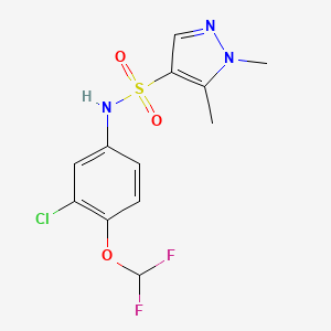 molecular formula C12H12ClF2N3O3S B4378784 N-[3-chloro-4-(difluoromethoxy)phenyl]-1,5-dimethyl-1H-pyrazole-4-sulfonamide 