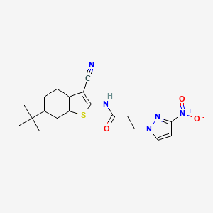 N-[6-(TERT-BUTYL)-3-CYANO-4,5,6,7-TETRAHYDRO-1-BENZOTHIOPHEN-2-YL]-3-(3-NITRO-1H-PYRAZOL-1-YL)PROPANAMIDE