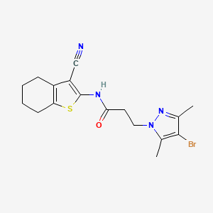 molecular formula C17H19BrN4OS B4378795 3-(4-bromo-3,5-dimethyl-1H-pyrazol-1-yl)-N-(3-cyano-4,5,6,7-tetrahydro-1-benzothiophen-2-yl)propanamide 