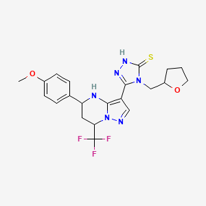 molecular formula C21H23F3N6O2S B4378804 5-[5-(4-methoxyphenyl)-7-(trifluoromethyl)-4,5,6,7-tetrahydropyrazolo[1,5-a]pyrimidin-3-yl]-4-(tetrahydro-2-furanylmethyl)-4H-1,2,4-triazole-3-thiol 