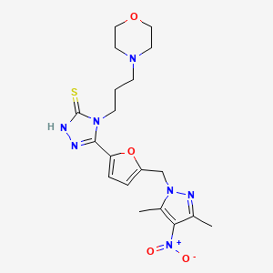 molecular formula C19H25N7O4S B4378808 5-{5-[(3,5-DIMETHYL-4-NITRO-1H-PYRAZOL-1-YL)METHYL]-2-FURYL}-4-(3-MORPHOLINOPROPYL)-4H-1,2,4-TRIAZOL-3-YLHYDROSULFIDE 