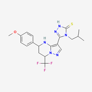 4-ISOBUTYL-5-[5-(4-METHOXYPHENYL)-7-(TRIFLUOROMETHYL)-4,5,6,7-TETRAHYDROPYRAZOLO[1,5-A]PYRIMIDIN-3-YL]-4H-1,2,4-TRIAZOL-3-YLHYDROSULFIDE