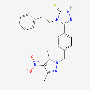 molecular formula C22H22N6O2S B4378840 5-{4-[(3,5-DIMETHYL-4-NITRO-1H-PYRAZOL-1-YL)METHYL]PHENYL}-4-PHENETHYL-4H-1,2,4-TRIAZOL-3-YLHYDROSULFIDE 