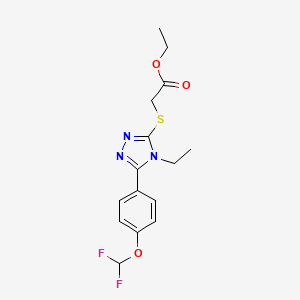 molecular formula C15H17F2N3O3S B4378934 ETHYL 2-({5-[4-(DIFLUOROMETHOXY)PHENYL]-4-ETHYL-4H-1,2,4-TRIAZOL-3-YL}SULFANYL)ACETATE 