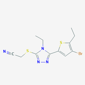 molecular formula C12H13BrN4S2 B4378939 {[5-(4-BROMO-5-ETHYL-2-THIENYL)-4-ETHYL-4H-1,2,4-TRIAZOL-3-YL]SULFANYL}METHYL CYANIDE 