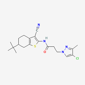 molecular formula C20H25ClN4OS B4378970 N-[6-(TERT-BUTYL)-3-CYANO-4,5,6,7-TETRAHYDRO-1-BENZOTHIOPHEN-2-YL]-3-(4-CHLORO-3-METHYL-1H-PYRAZOL-1-YL)PROPANAMIDE 