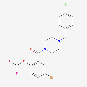 molecular formula C19H18BrClF2N2O2 B4378971 [5-BROMO-2-(DIFLUOROMETHOXY)PHENYL][4-(4-CHLOROBENZYL)PIPERAZINO]METHANONE 