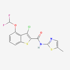 molecular formula C14H9ClF2N2O2S2 B4378974 3-chloro-4-(difluoromethoxy)-N-(5-methyl-1,3-thiazol-2-yl)-1-benzothiophene-2-carboxamide 