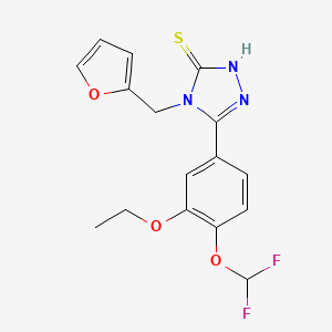 molecular formula C16H15F2N3O3S B4379027 5-[4-(DIFLUOROMETHOXY)-3-ETHOXYPHENYL]-4-(2-FURYLMETHYL)-4H-1,2,4-TRIAZOL-3-YLHYDROSULFIDE 