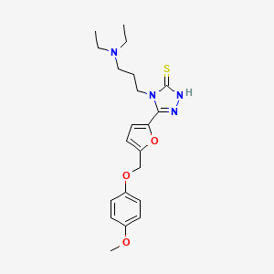 4-[3-(DIETHYLAMINO)PROPYL]-5-{5-[(4-METHOXYPHENOXY)METHYL]-2-FURYL}-4H-1,2,4-TRIAZOL-3-YLHYDROSULFIDE